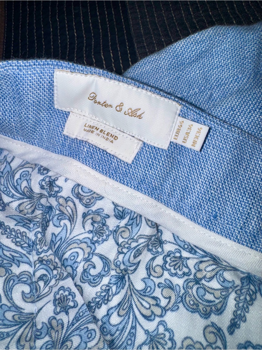 Porter & Ash Chambray Linen/Cotten Flat Front Shorts size 34 - Picture 3 of 8